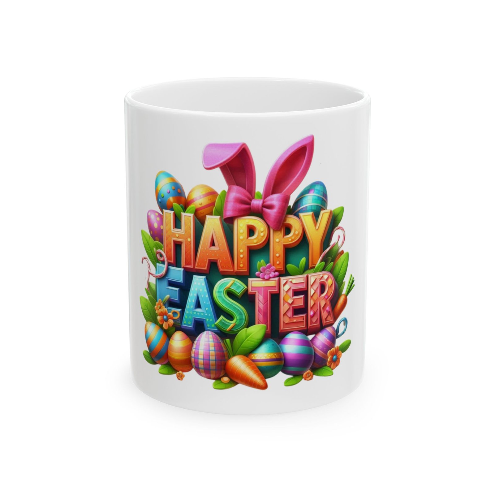 Happy Easter Bunny Eggs Mug | Ceramic Coffee Cup - Image 2