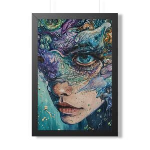Framed Poster — Surreal Ocean Mask Portrait Art Print