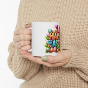 Happy Easter Bunny Eggs Mug | Ceramic Coffee Cup