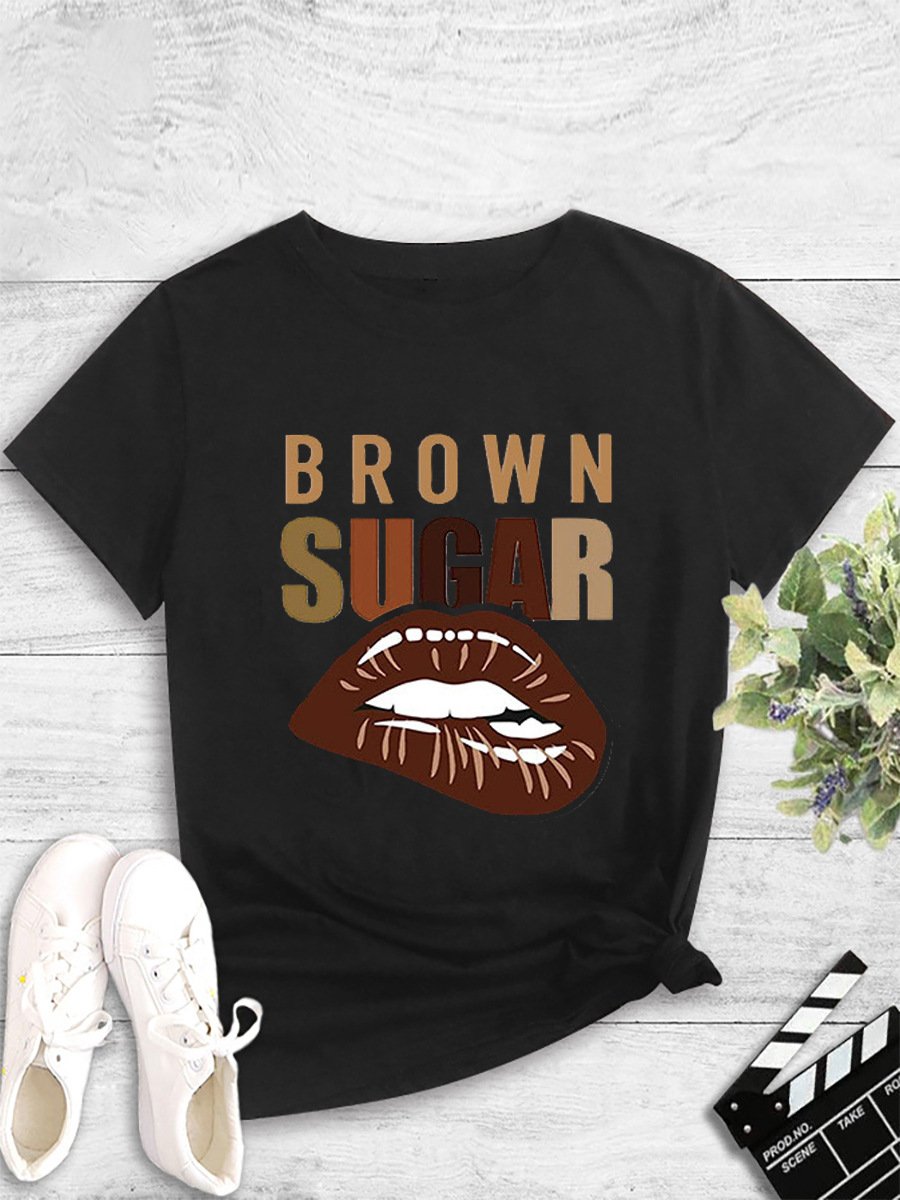 Fashion women's printed round neck pullover T-shirt - Image 4