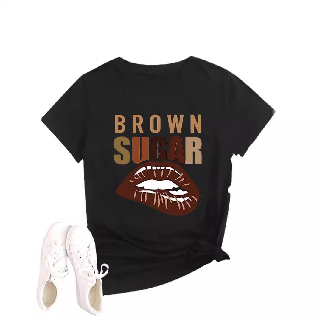 Fashion women's printed round neck pullover T-shirt - Image 3