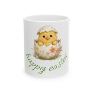 Cute Chick in Eggshell Happy Easter Mug | Ceramic Coffee Cup