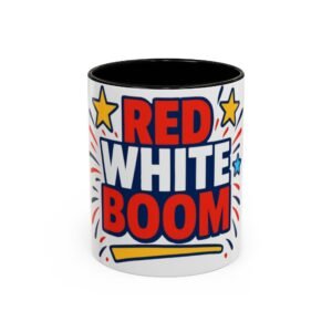 Red White Boom Coffee Mug — Patriotic 4th of July Stars & Fireworks Tea Cup (11oz/15oz)