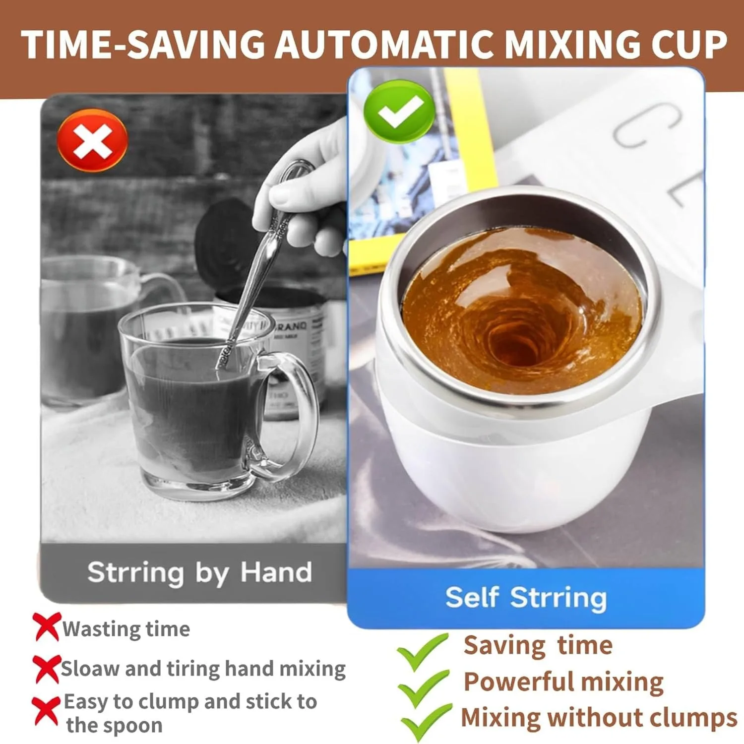 Self Stirring Coffee Mug Automatic Magnetic Stirring Cup Rechargeable Stainless Steel Electric Mug for Coffee Tea Milk Hot Drink - Image 3
