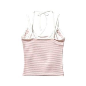 Halter Neck Backless Crochet Top for Women with Built-in Pads