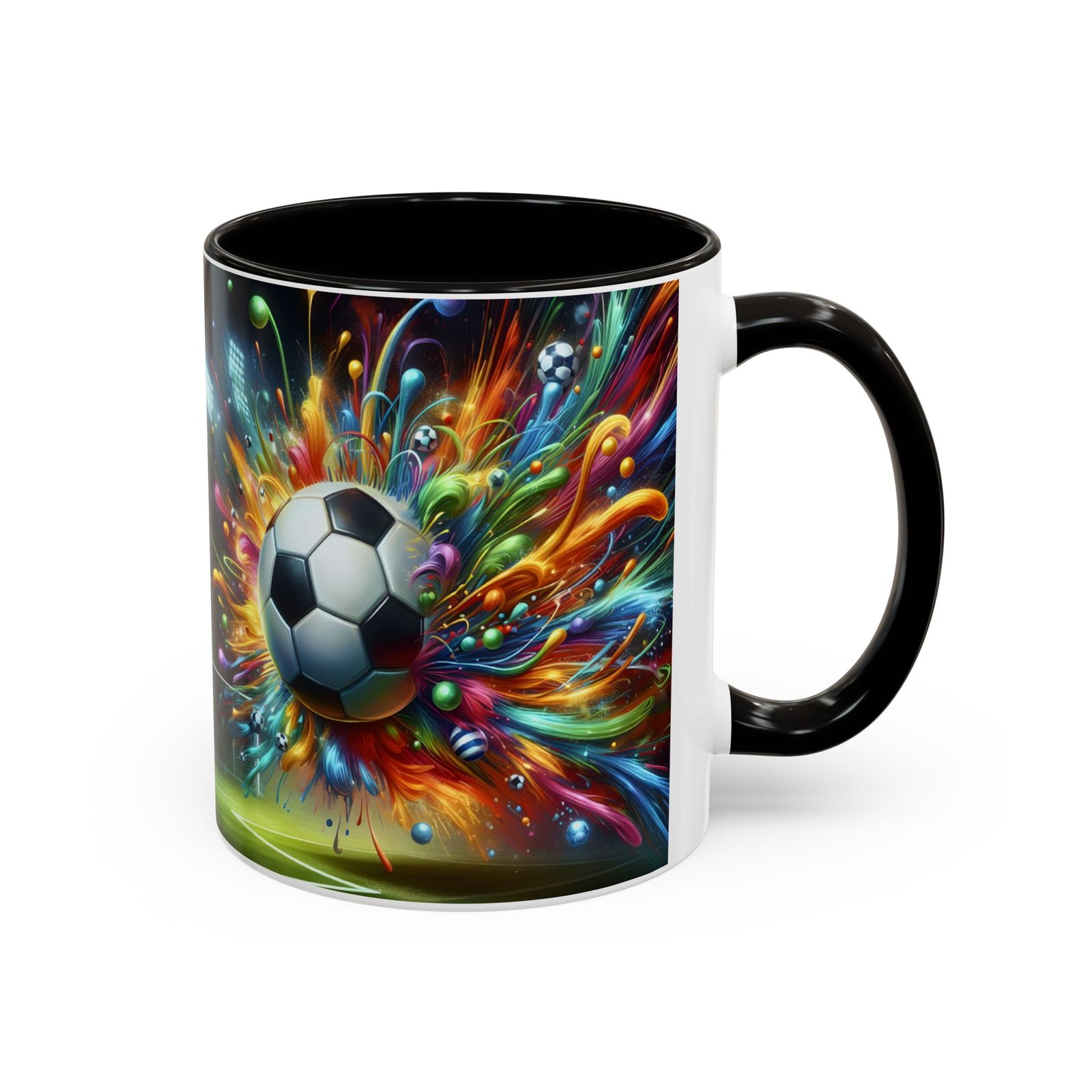 Soccer Splash Mug – Colorful Football Art Coffee Cup (11oz, 15oz) - Image 2