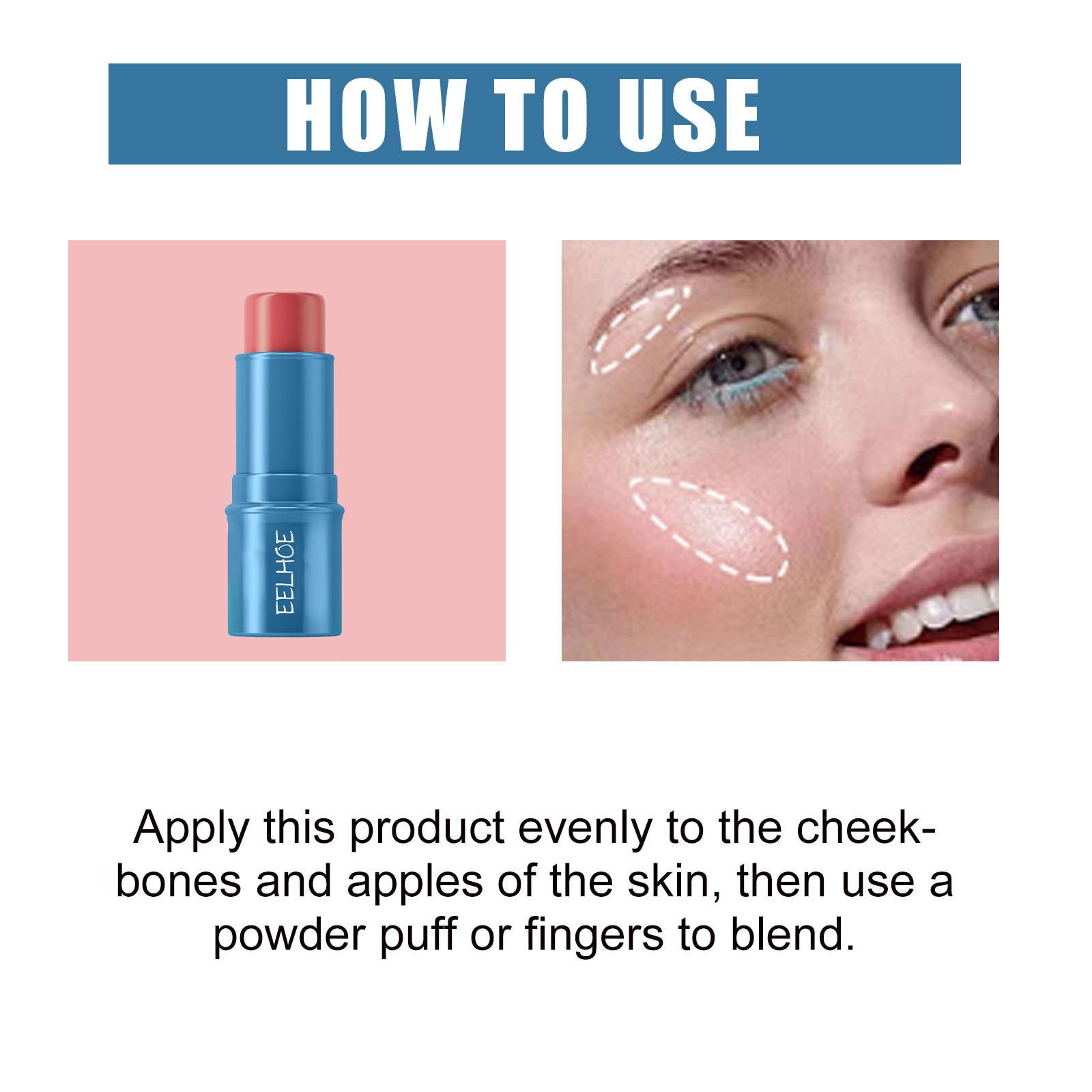 EELHOE Blush Stick, Three-Dimensional Brightening Natural Waterproof Lightweight Lazy Body Contouring Cream - Image 7