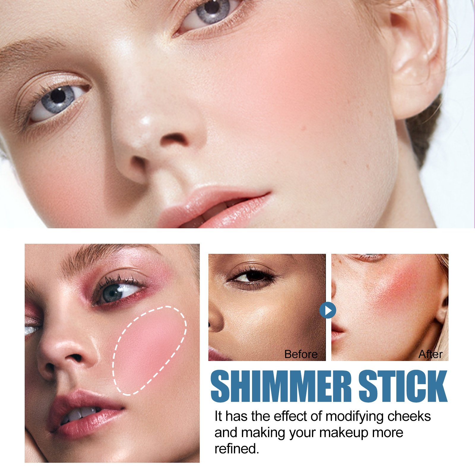 EELHOE Blush Stick, Three-Dimensional Brightening Natural Waterproof Lightweight Lazy Body Contouring Cream - Image 5